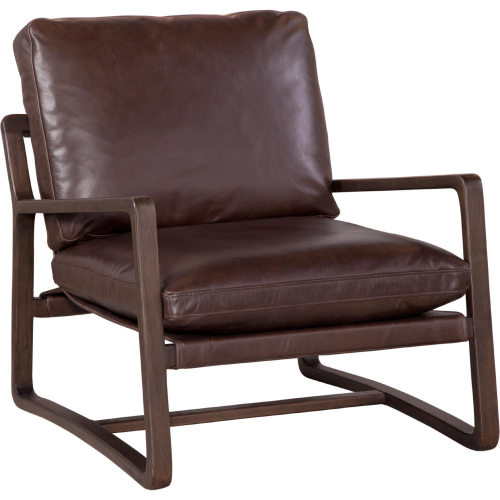 Santiago Accent Chair in Brighton Chocolate Brown Leather & Brown Wood